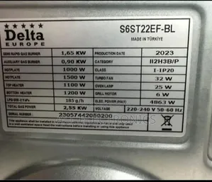 Delta Europ Standard 60.60 Oven