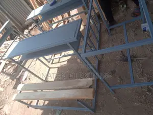 Combine Desk for School Three Students in One Made of Metal Sheet