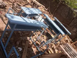 Combine Desk for School Three Students in One Made of Metal Sheet