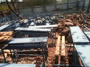 Combine Desk for School Three Students in One Made of Metal Sheet