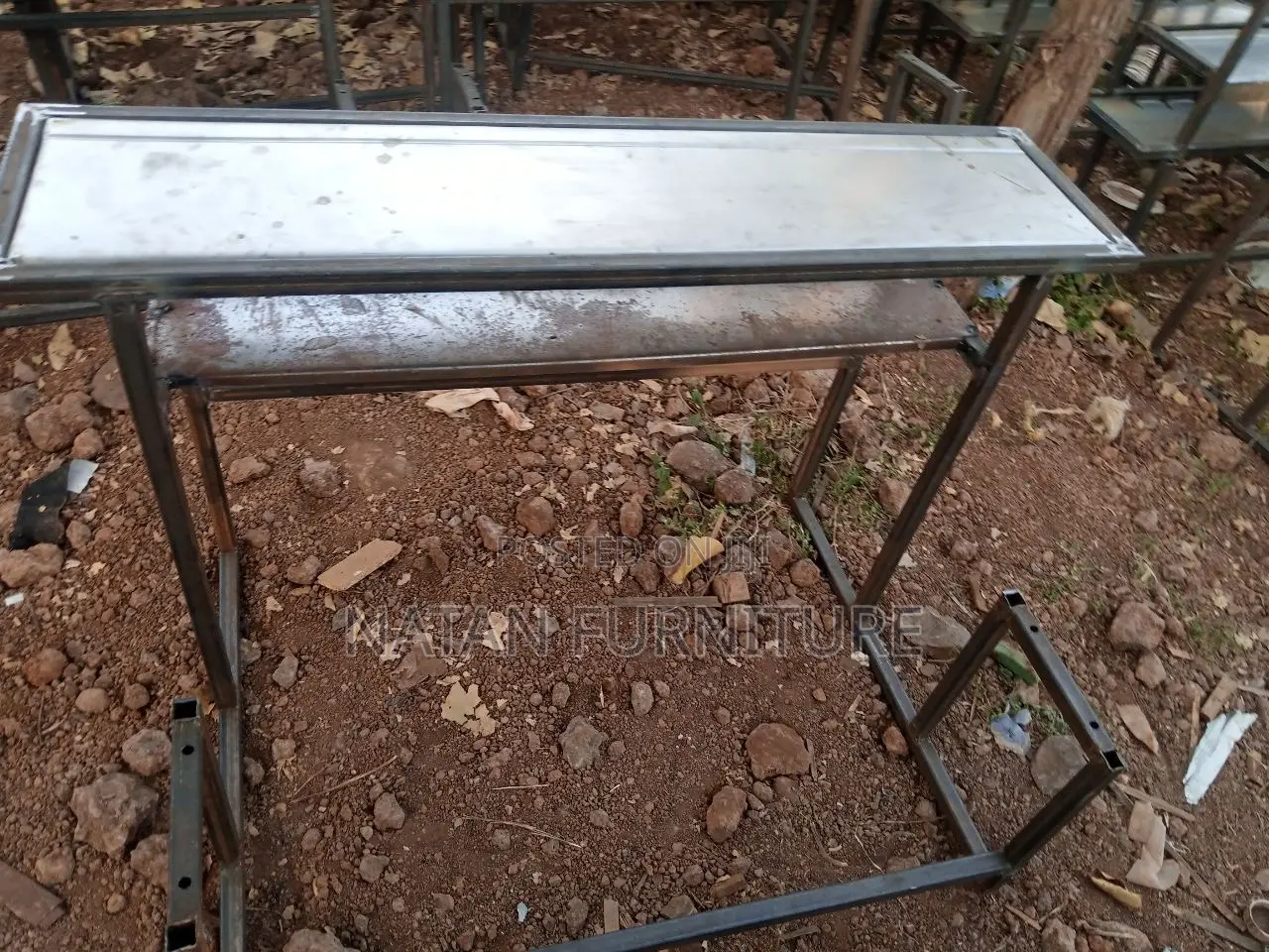 Combine Desk for School Three Students in One Made of Metal Sheet