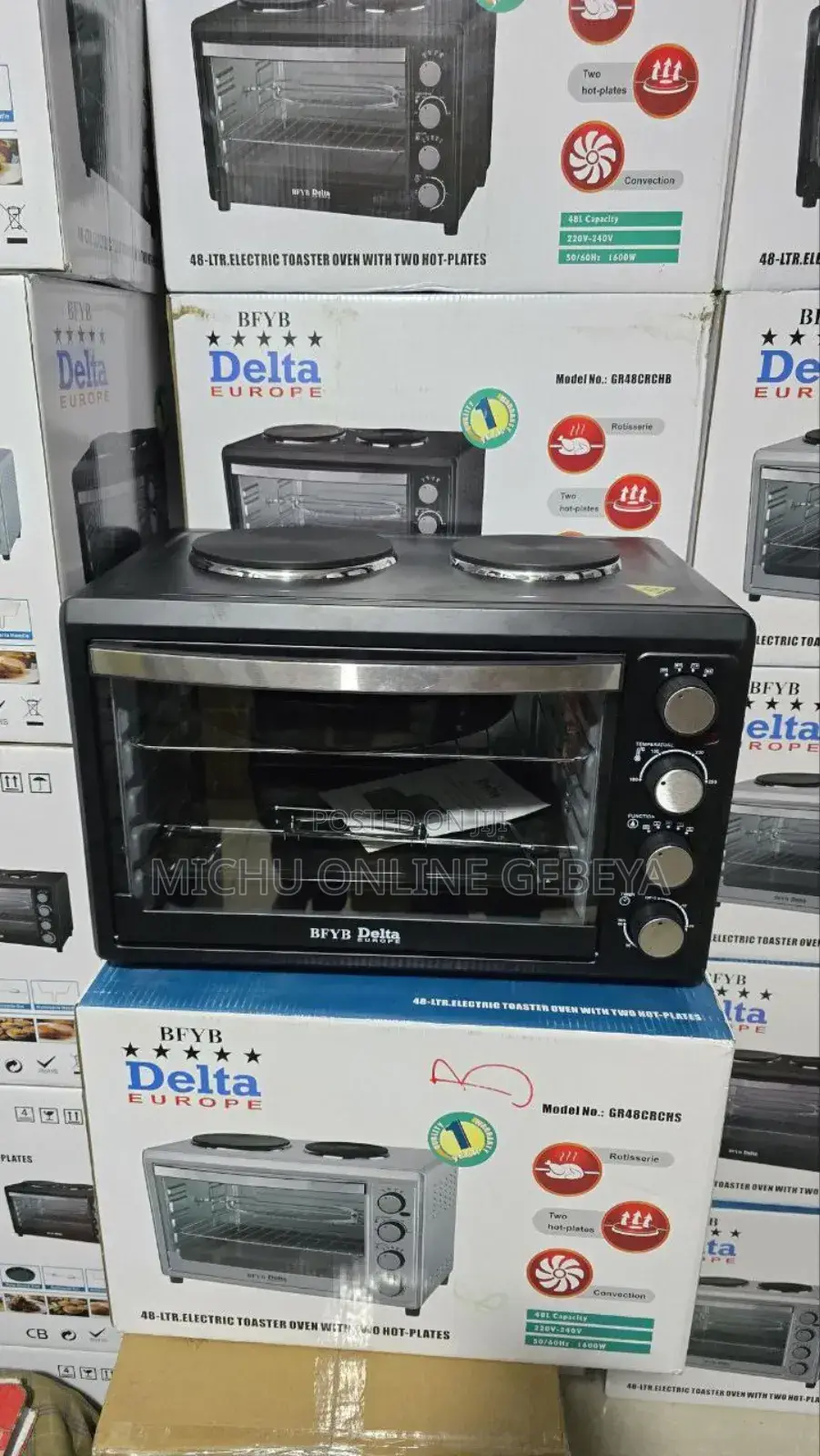 Delta Europe Mini Oven 48-ltr.Electric Toaster Oven With Two Hot-Plat