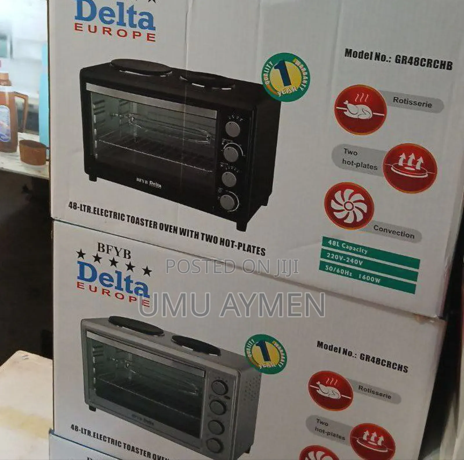 Delta Europe Mini Oven 48-ltr.Electric Toaster Oven With Two Hot-Plat