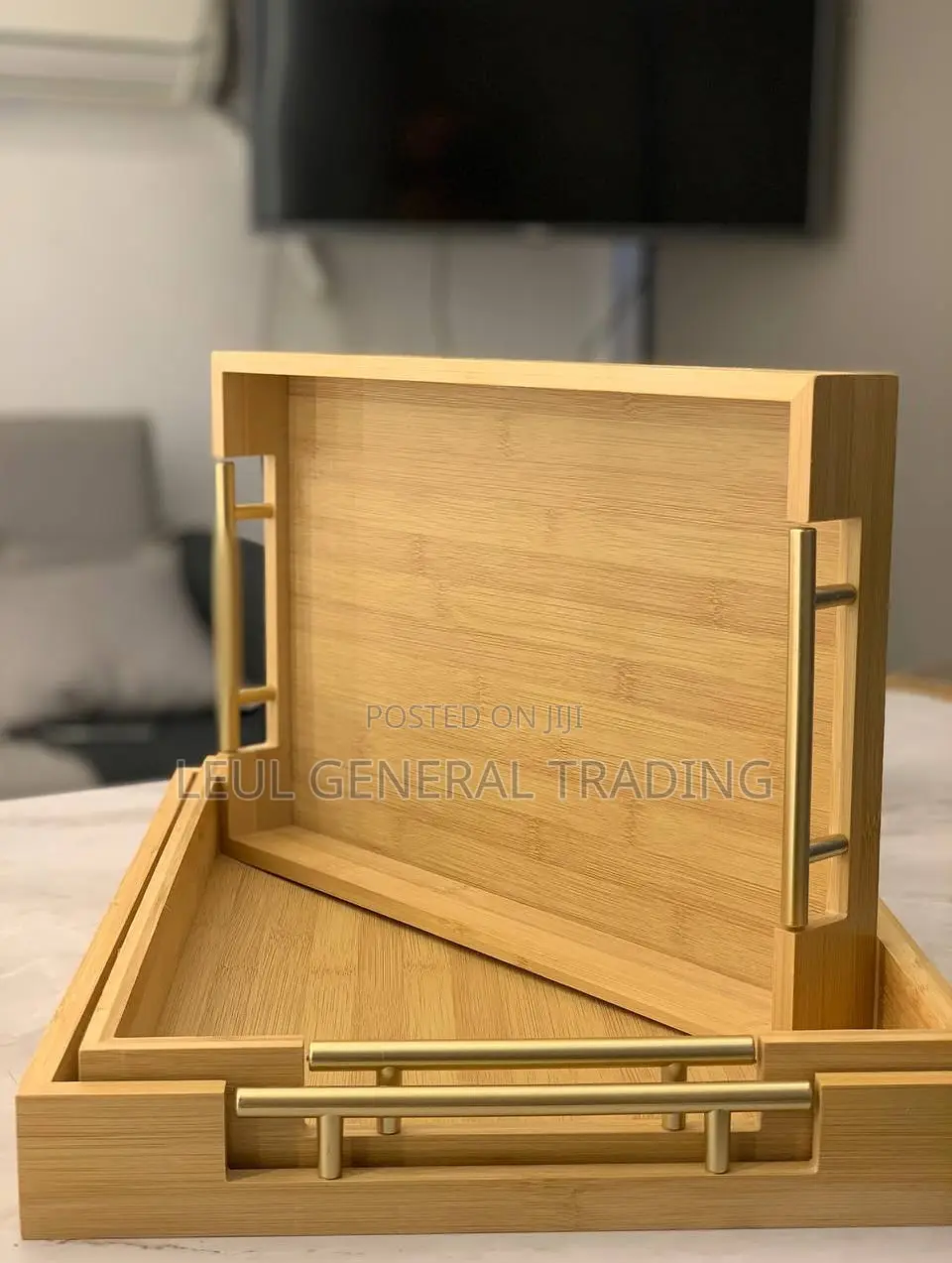 Serving Tray Platters የእንጨት ሰርቢስ ሰሀን 3 Pieces Bamboo Serving Tray