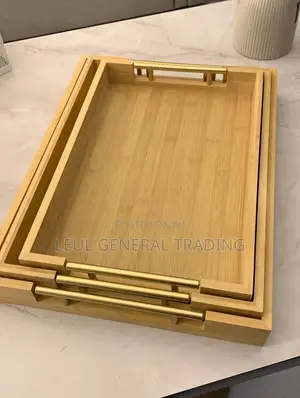 Serving Tray Platters የእንጨት ሰርቢስ ሰሀን 3 Pieces Bamboo Serving Tray