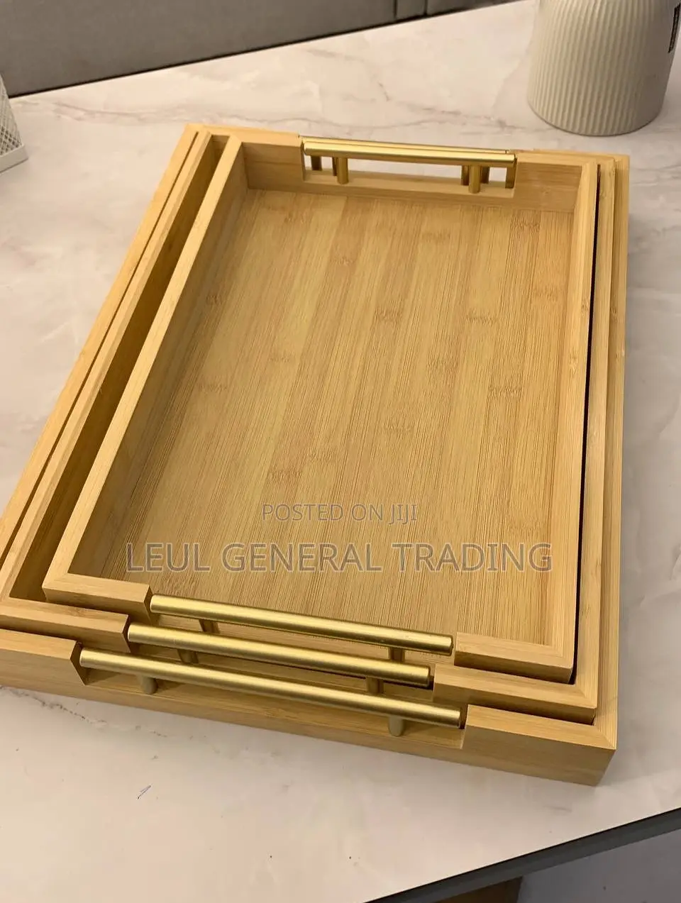Serving Tray Platters የእንጨት ሰርቢስ ሰሀን 3 Pieces Bamboo Serving Tray