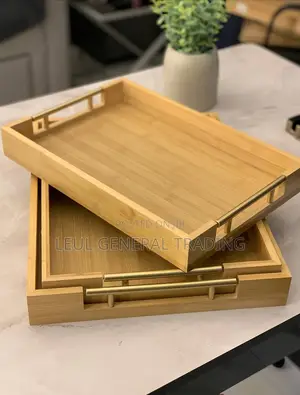 Serving Tray Platters የእንጨት ሰርቢስ ሰሀን 3 Pieces Bamboo Serving Tray
