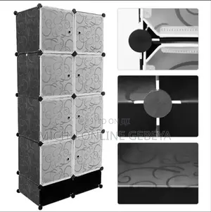 Plastic And Metal Cubic Cloth Cabinet