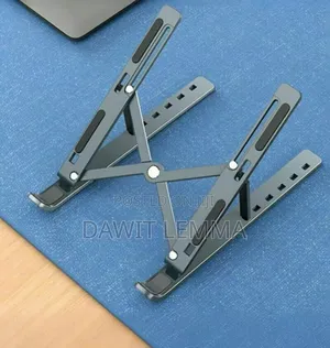 Photo - Foldable Height Adjustable Metal Frame Laptop Stand