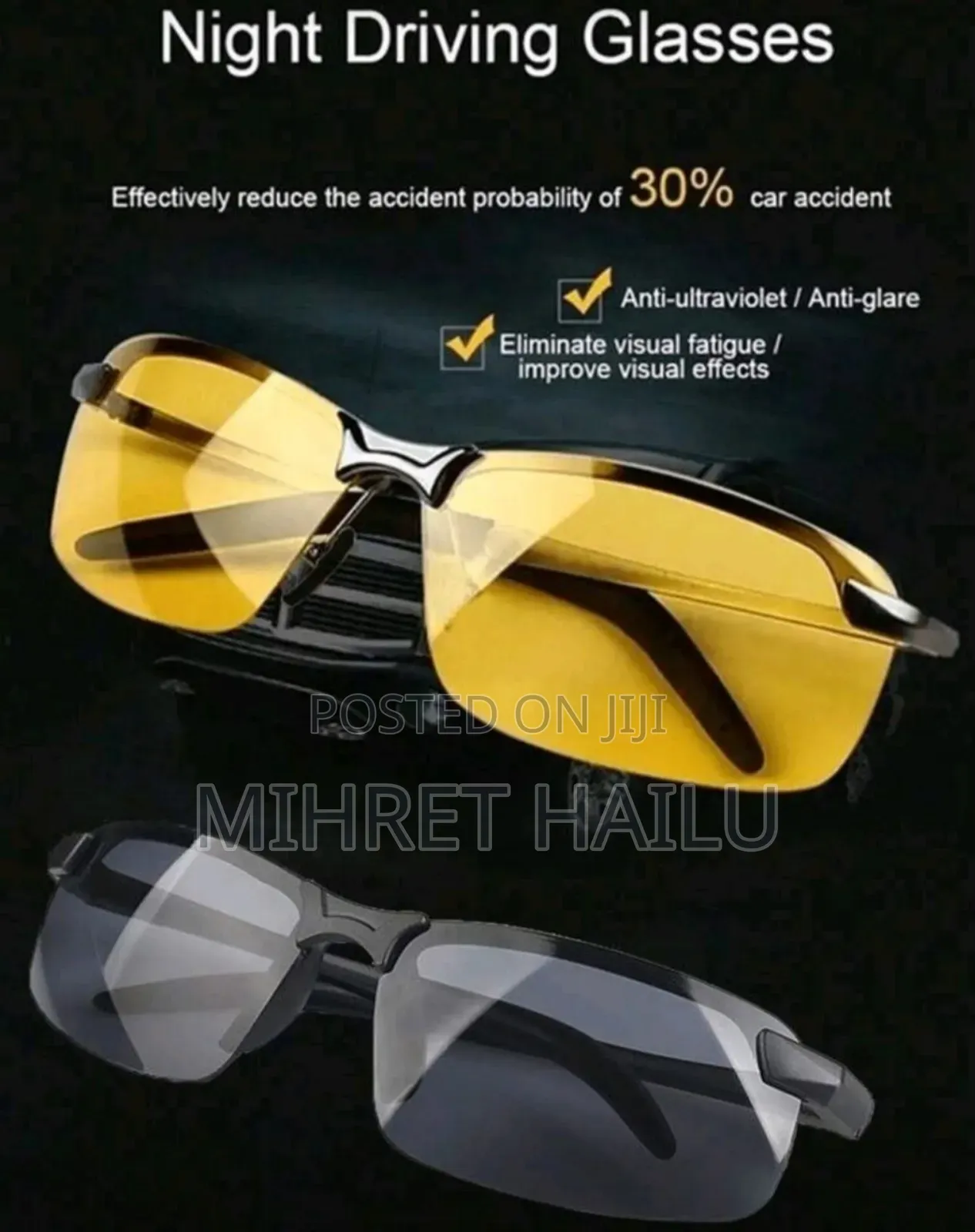 Driving Night Vision Glasses For Men Women Drivers Glasses Semi Rimles