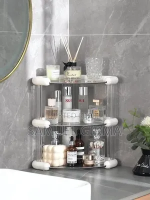 Photo - በቀላሉ የሚገጣጠም የኮስሞቲክስ ማስቀመጫ3 Tiers Corner Cosmetics Storage Shelf