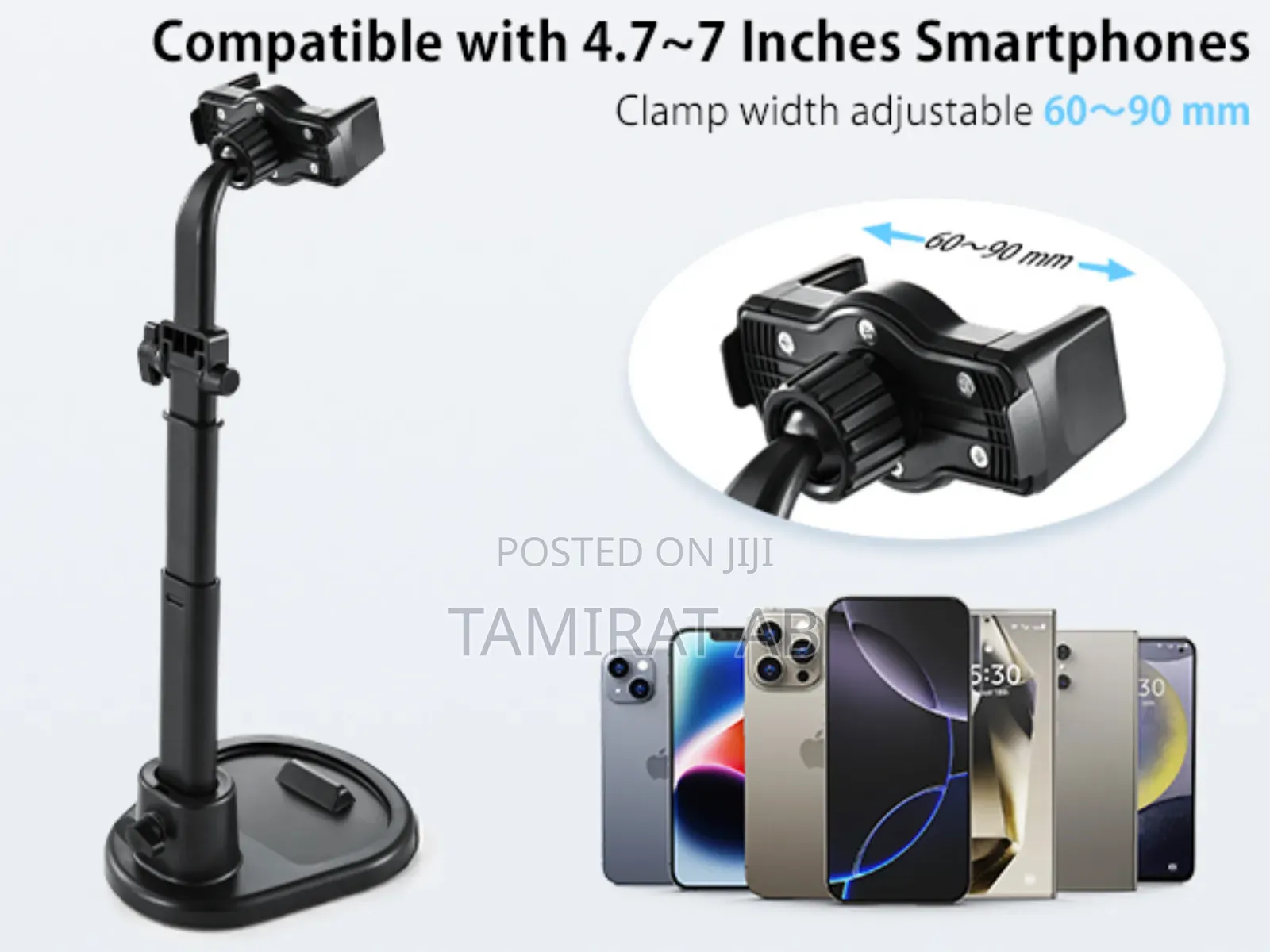 Adjustable Phone Stand for Desk, Height Adjustable, and 360° Rotation
