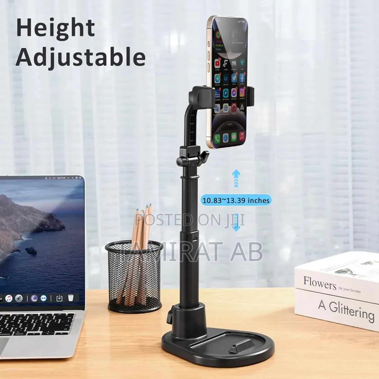 Adjustable Phone Stand for Desk, Height Adjustable, and 360° Rotation