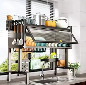 Photo - Premium Over-the-Sink Dish Drying Rack (With Dust-Proof Cover)