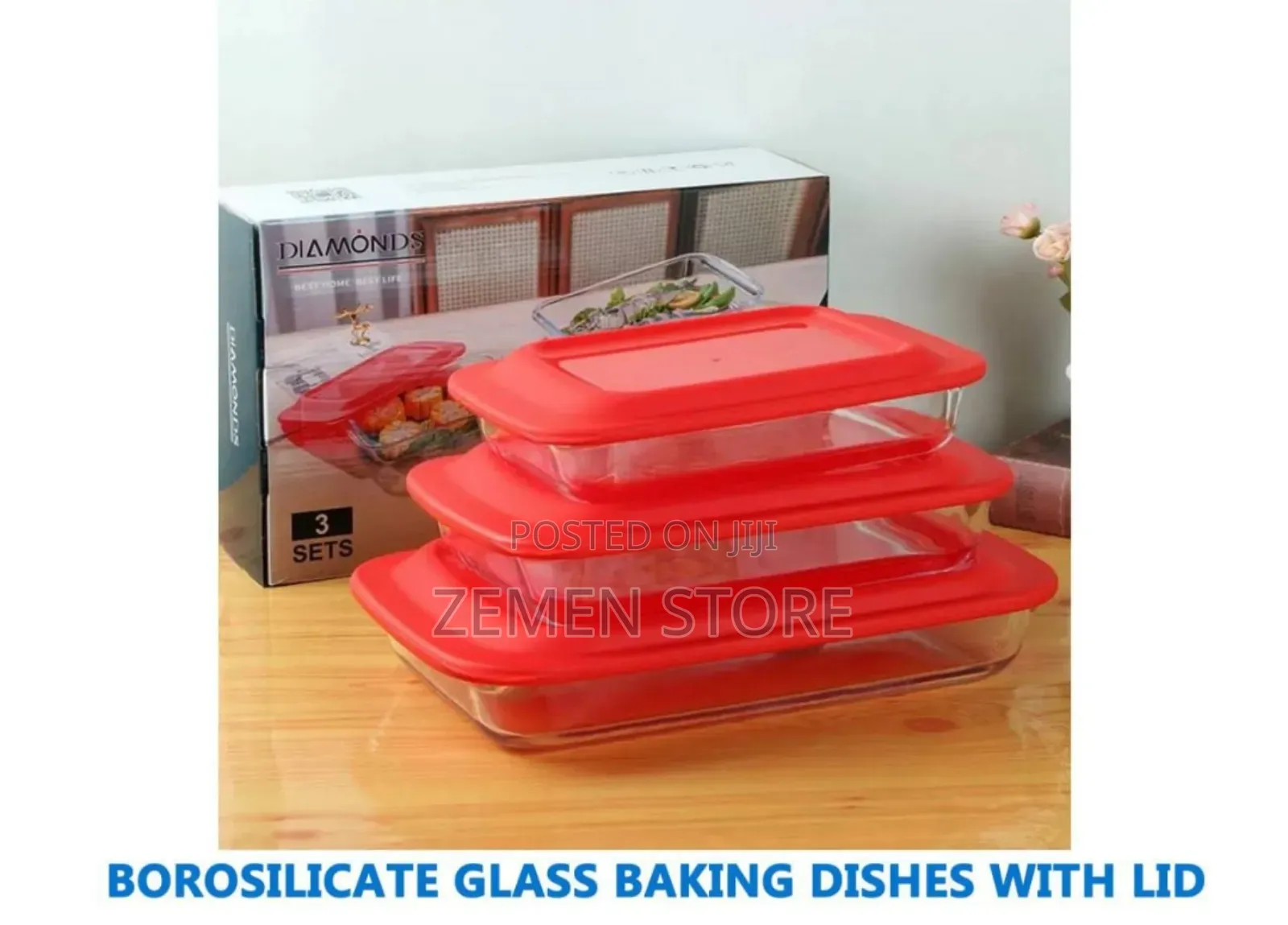 3pc Glass Food Storage Set – High White Material Airtight Lids