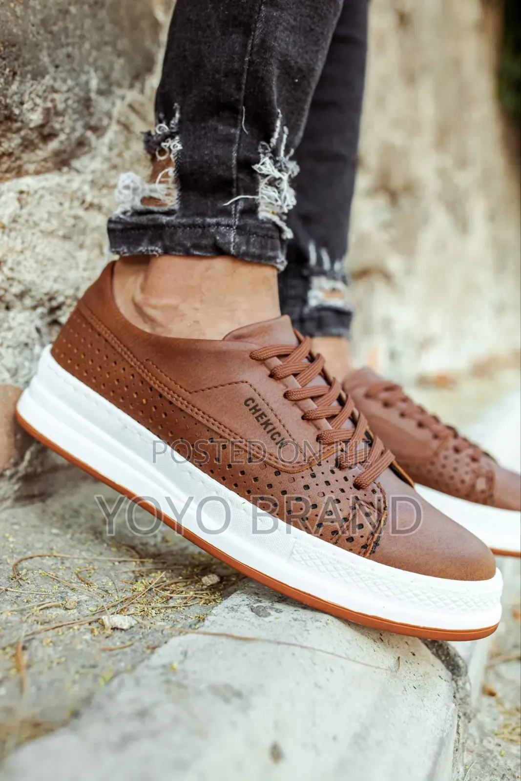 New Arrival Brown Chekich Turkey Fashion Shoes