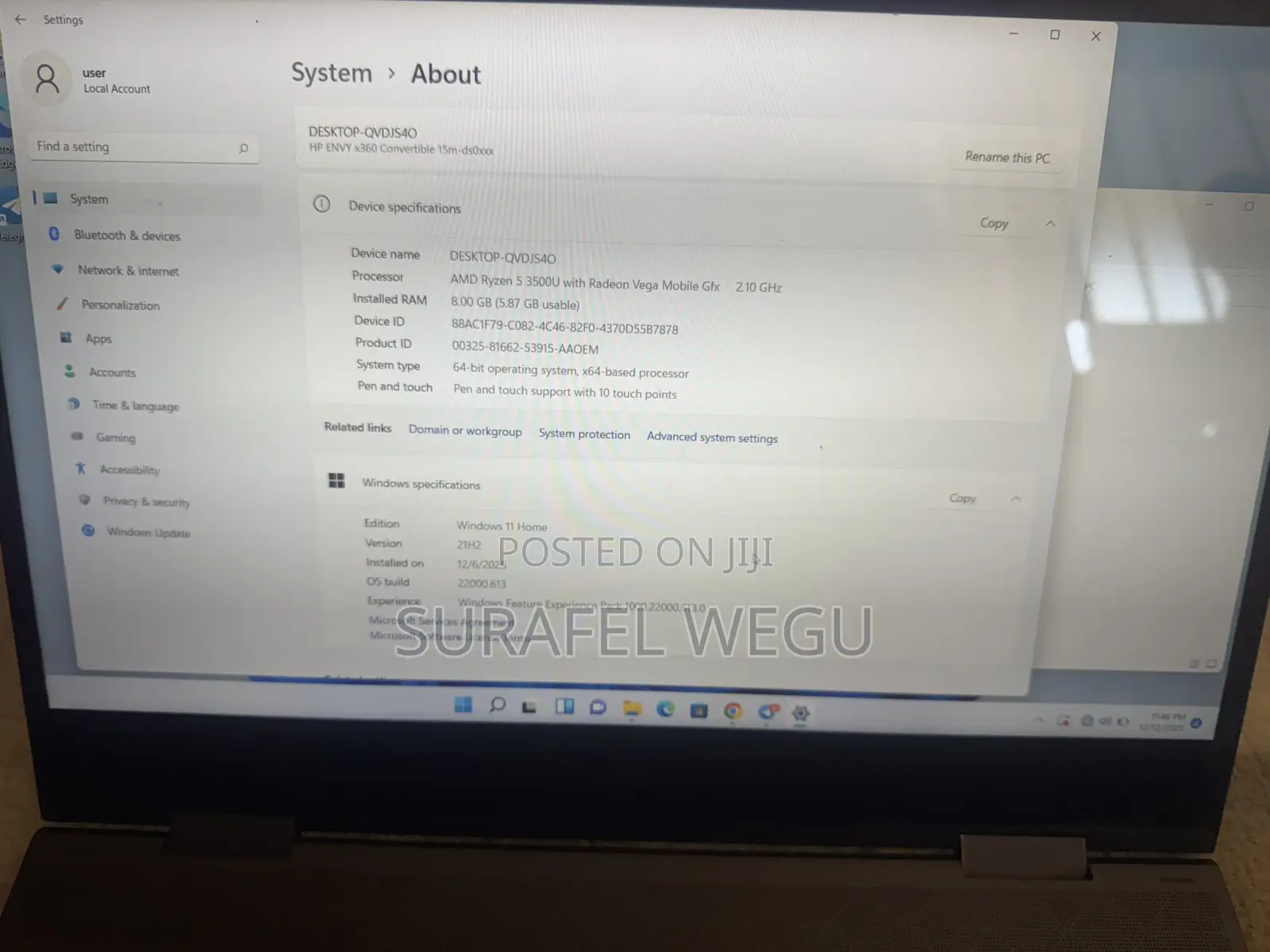 Laptop HP 250 G10 8GB AMD Ryzen 5 SSD 250GB