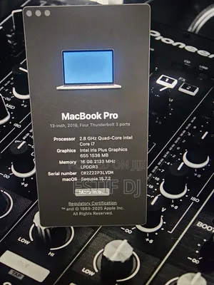 Laptop Apple MacBook Pro 2019 16GB Intel Core I7 SSD 512GB