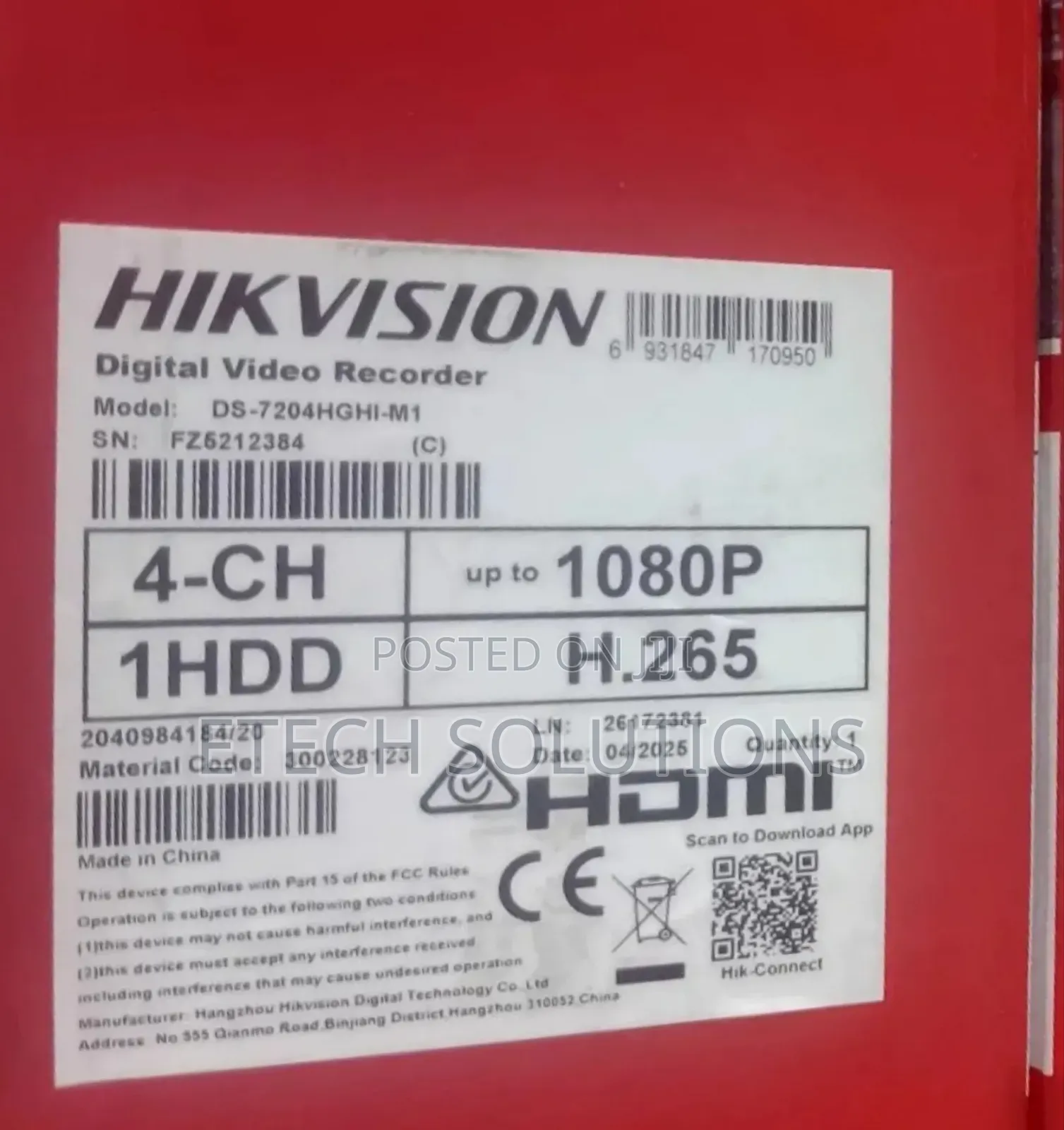 Hikvison DVR 4 Channel