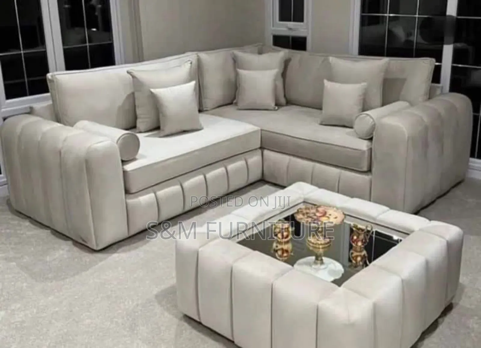 Showstopping L Shape Sofa With Table.