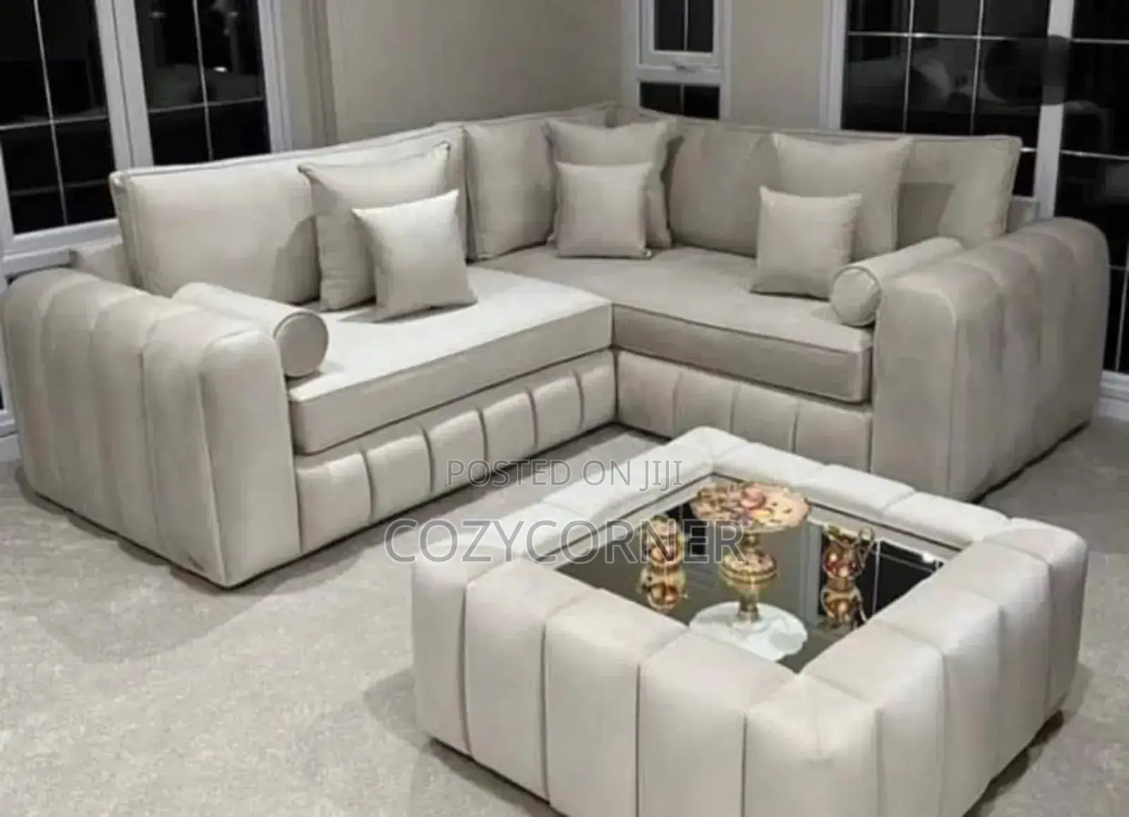 Showstopping L Shape Sofa With Table.