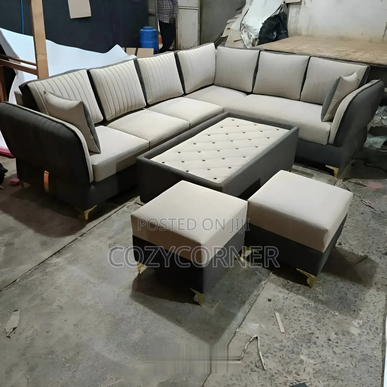 Resplendent L Shape Sofa With Table 2 Boxes.