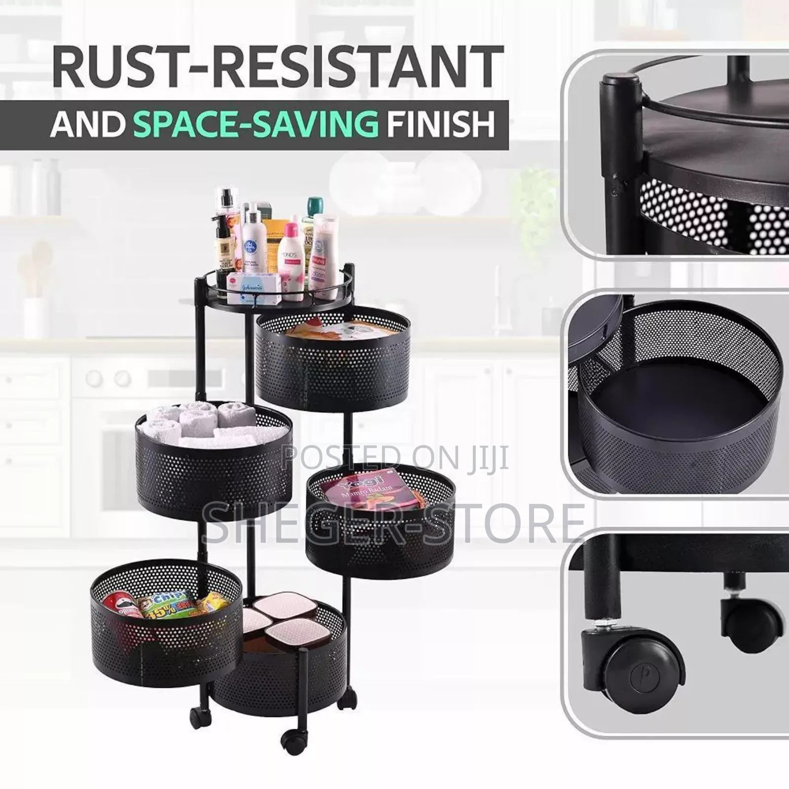 Orginal 5 Layer Moveable Kitchen Storage Rack ( የአትክልትና የፍራፍሬ ማስቀመጫ)