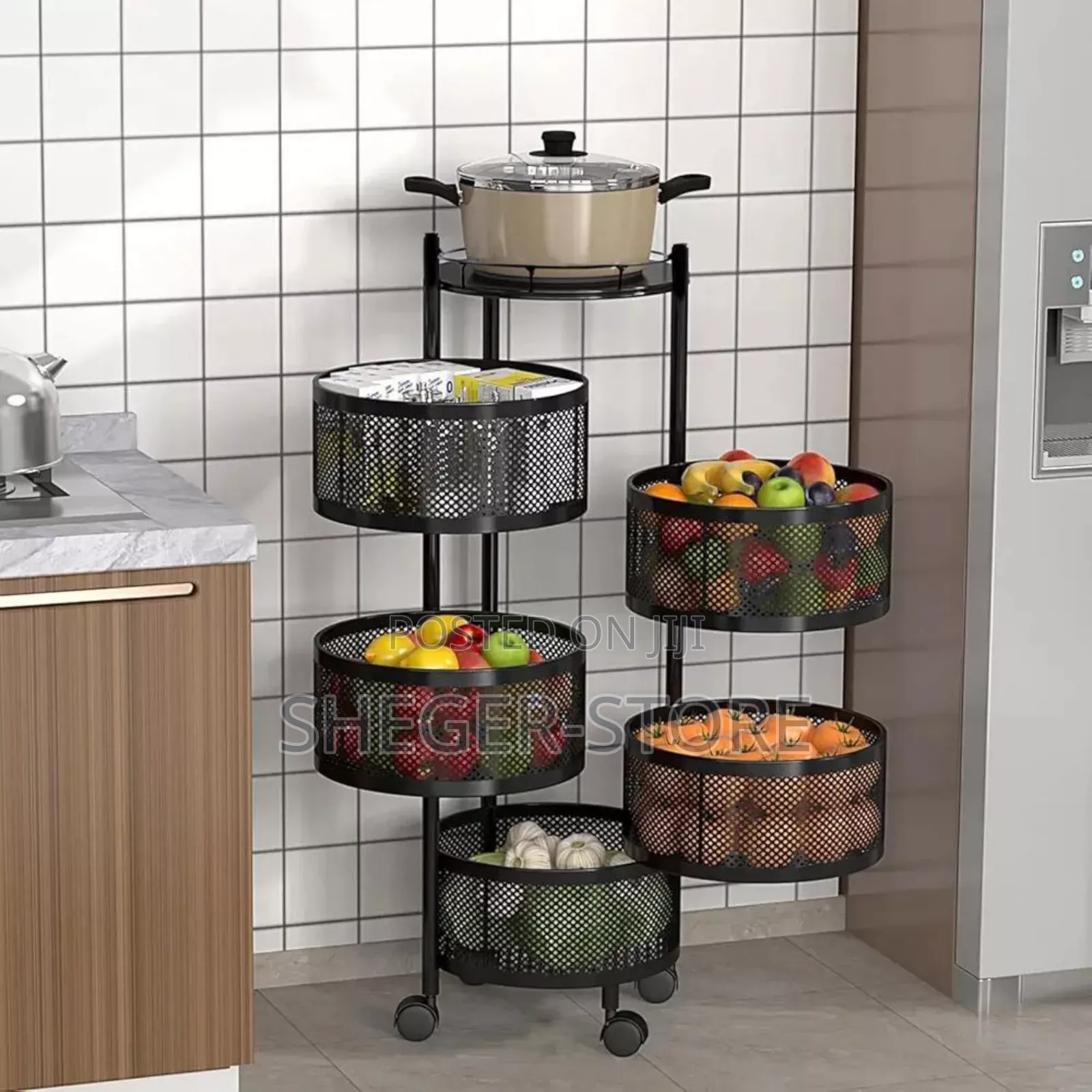 Orginal 5 Layer Moveable Kitchen Storage Rack ( የአትክልትና የፍራፍሬ ማስቀመጫ)