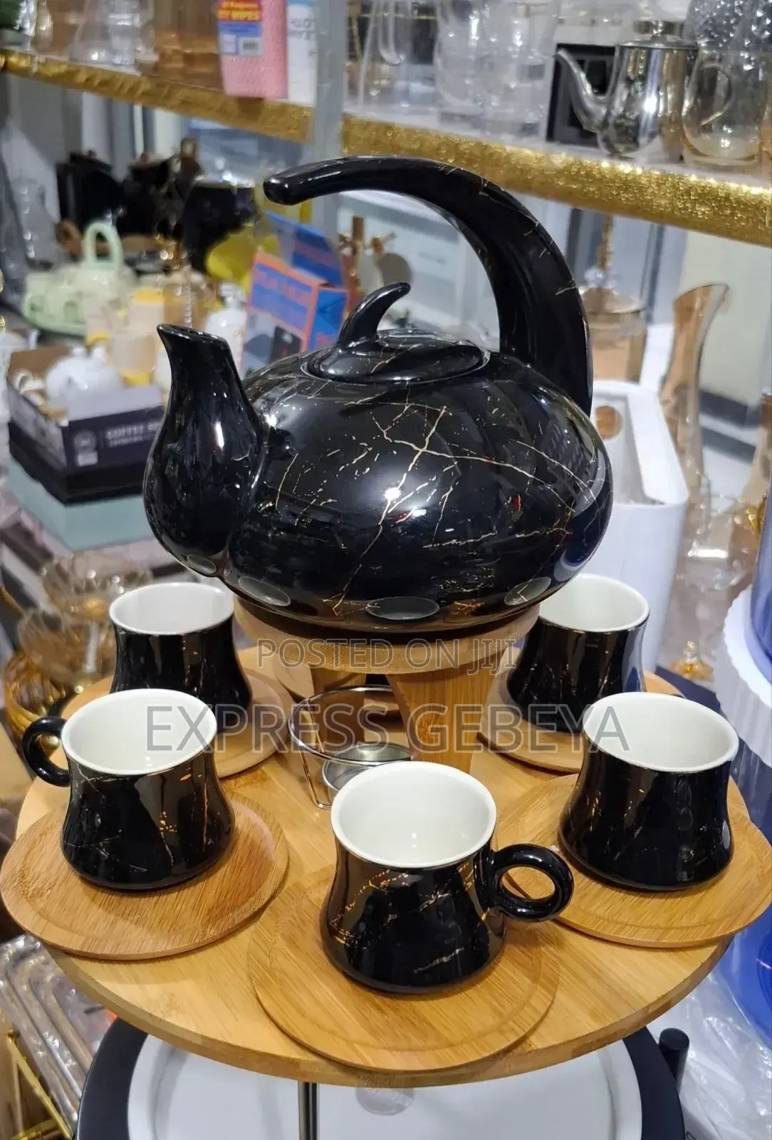 Ceramic Coffee and Teapot Set የሻይና የቡና ማቅረቢያ 6 ስኒ ከማስቀመጫቸው ጋር