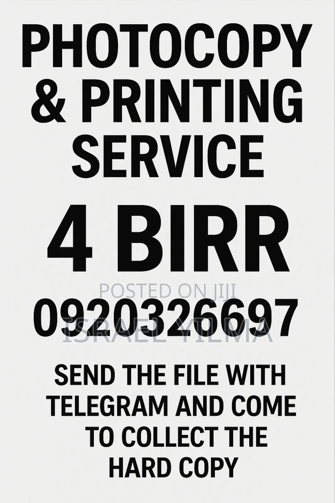 Print Photocopy 4 Birr Only
