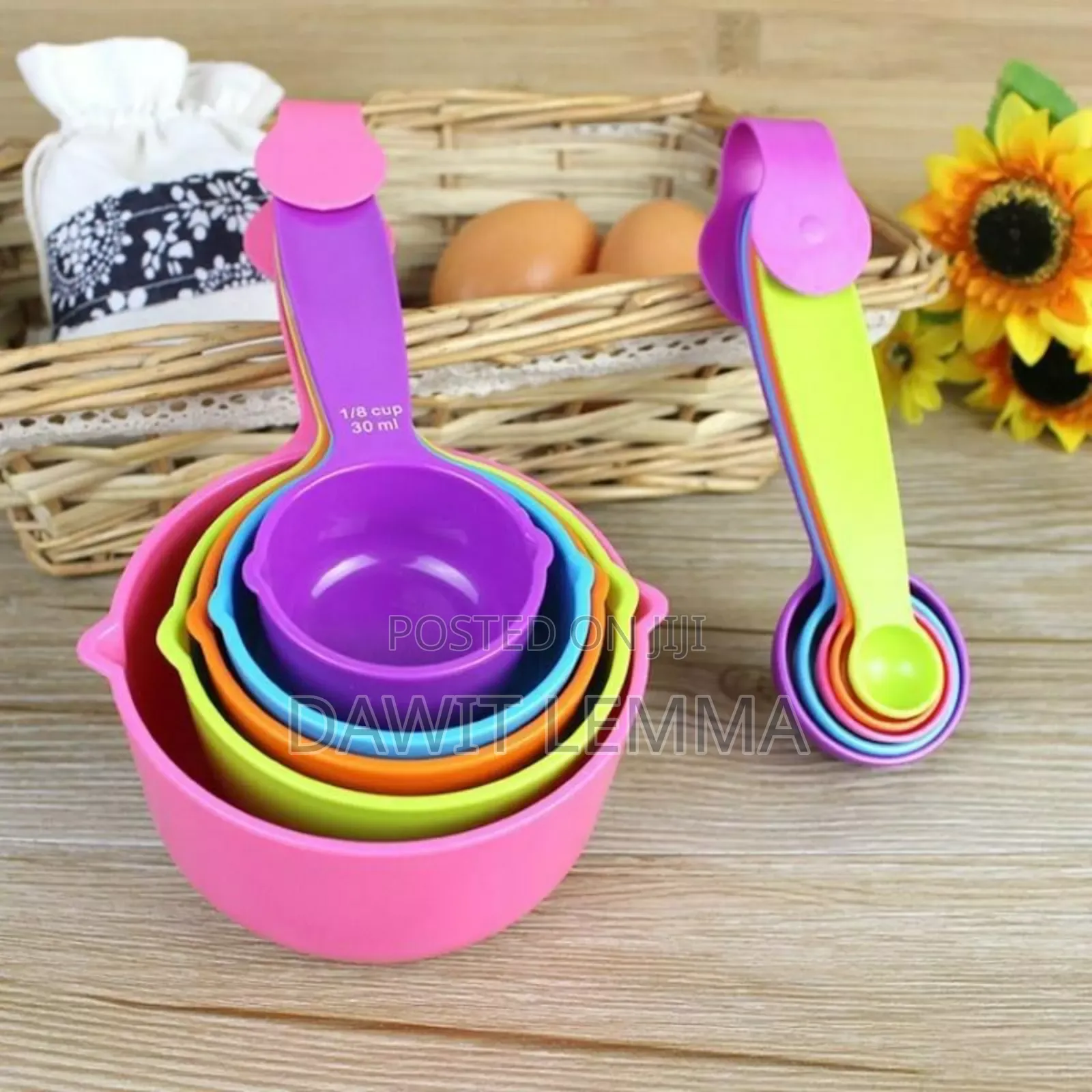 Colorful Spoons Nesting Flour Mixing Measuring Baking Cups Kitchen Tol
