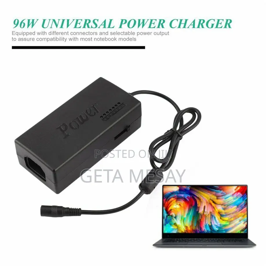 Universal Laptop Power Adapter 98w Adjustable Charger With 8 Tips