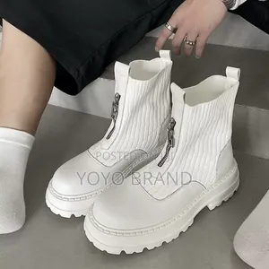 Photo - New Arrival White Chelsea Ankle Boots