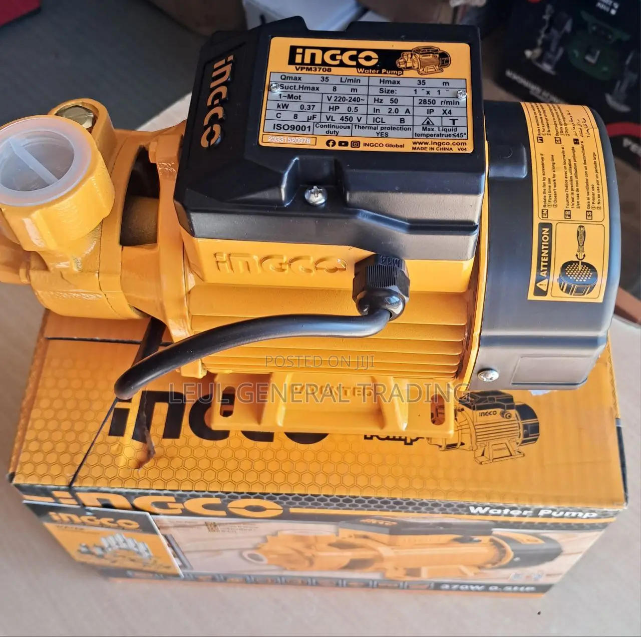 Water Pump ወተር ፓምፕ Water Booster Pump የውሃ ፓምፕ Ingco 370w 0.5hp