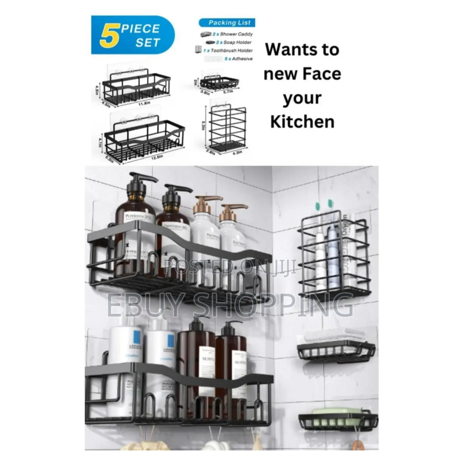 5-tier Steel Storage Rack - Versatile Organizer For Bathroom