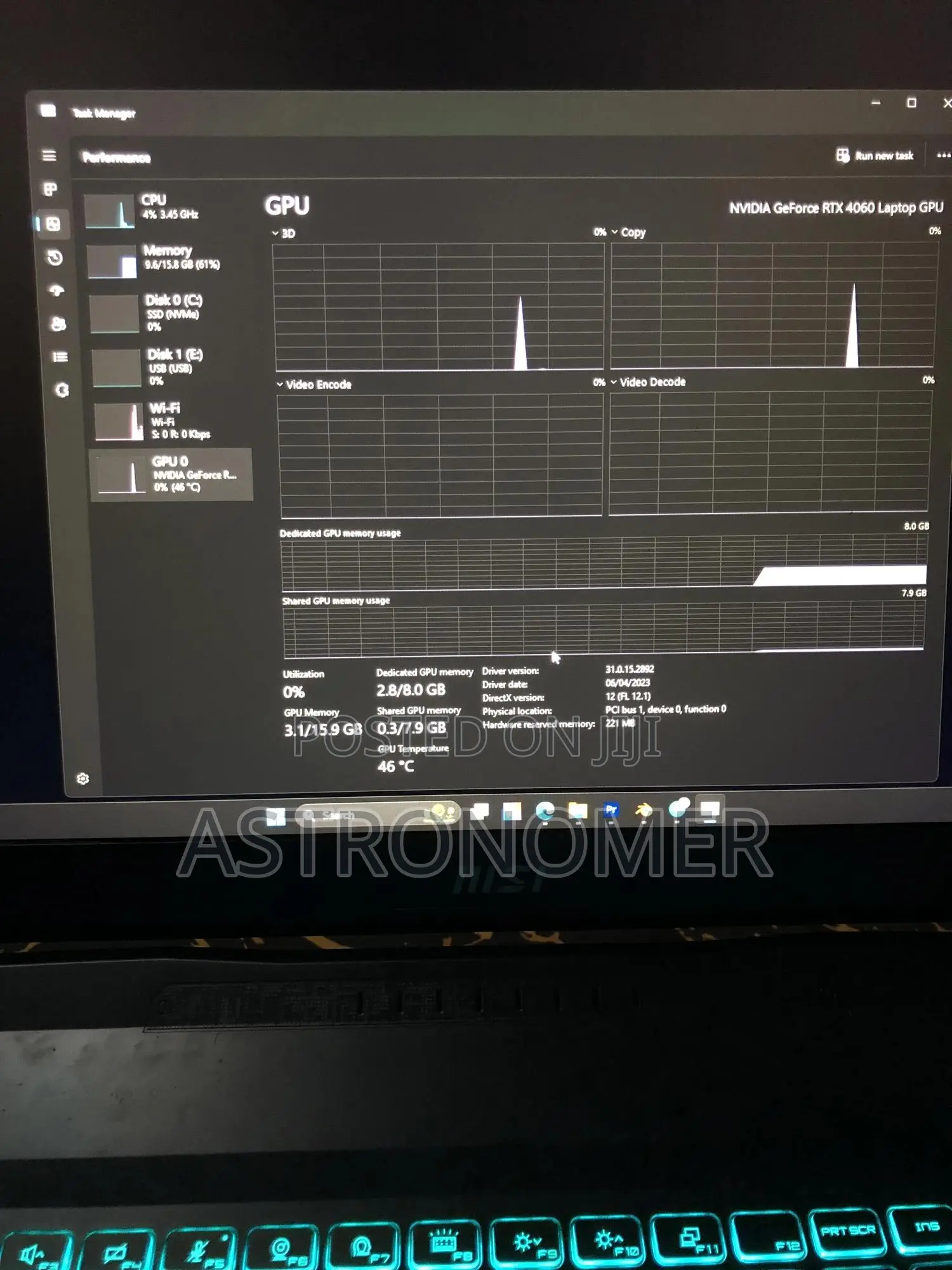 Laptop MSI Katana 17 16GB Intel Core I5 HDD+SSD 1.5T