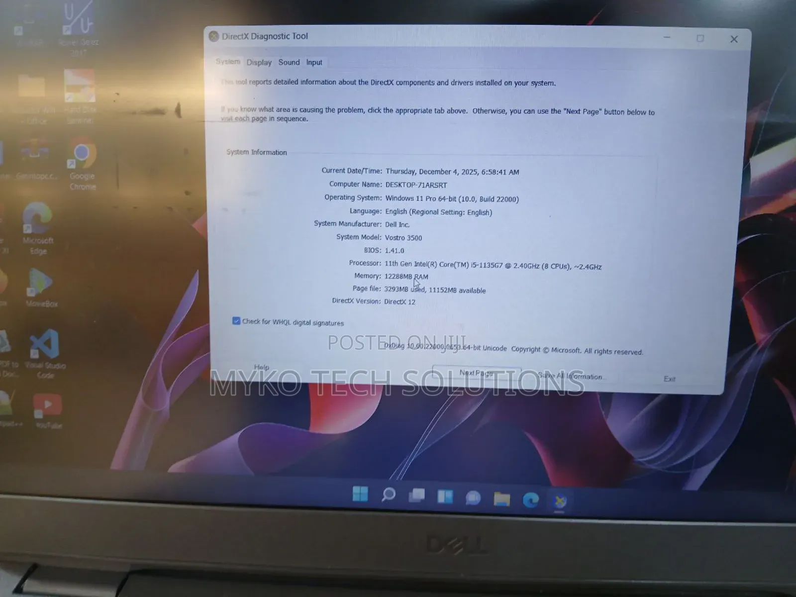 Laptop Dell Vostro 3500 12GB Intel Core I5 HDD+SSD 750GB