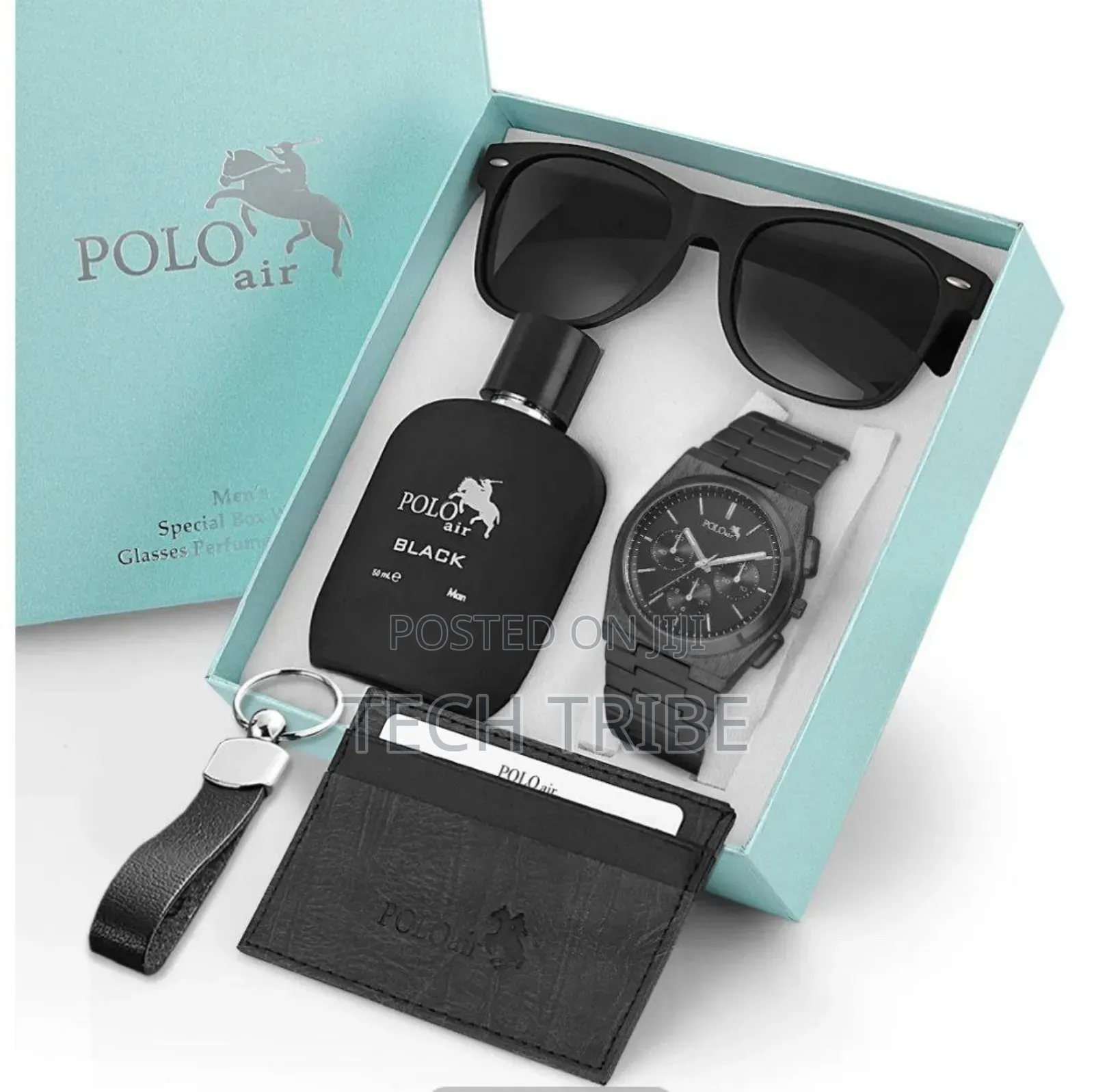 Polo Air Men's Gift Set Wristwatch Glass Perfume Card Holder Keychain
