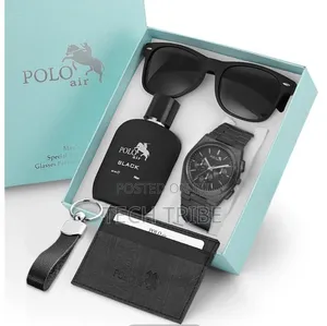 Polo Air Men's Gift Set Wristwatch Glass Perfume Card Holder Keychain