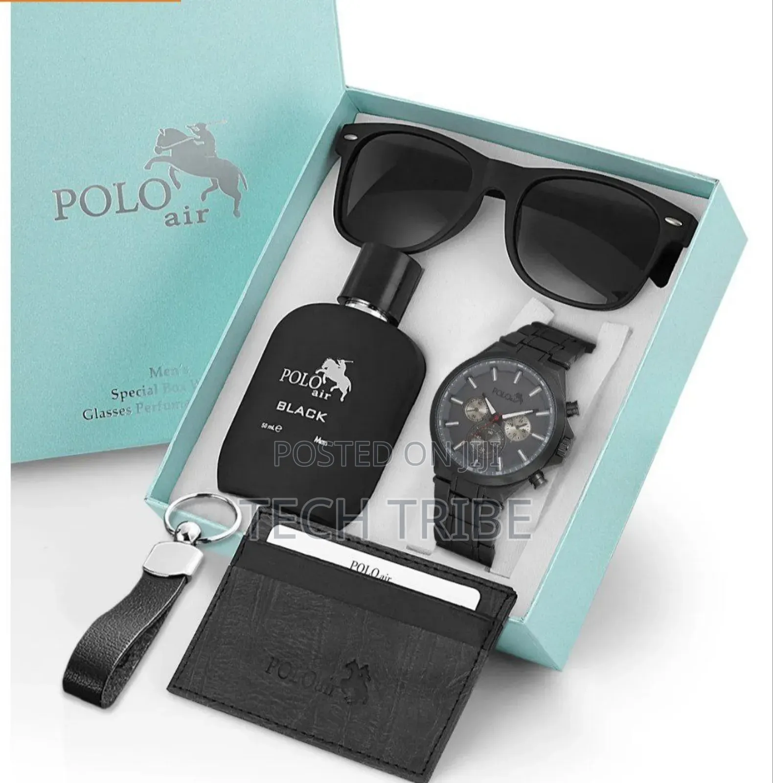 Polo Air Men's Gift Set Wristwatch Glass Perfume Card Holder Keychain