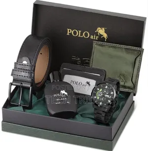 Polo Airmen's Wristwatch Belt Wallet Card Holder Perfume Gift Set