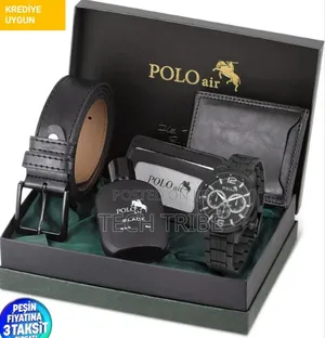 Polo Airmen's Wristwatch Belt Wallet Card Holder Perfume Gift Set