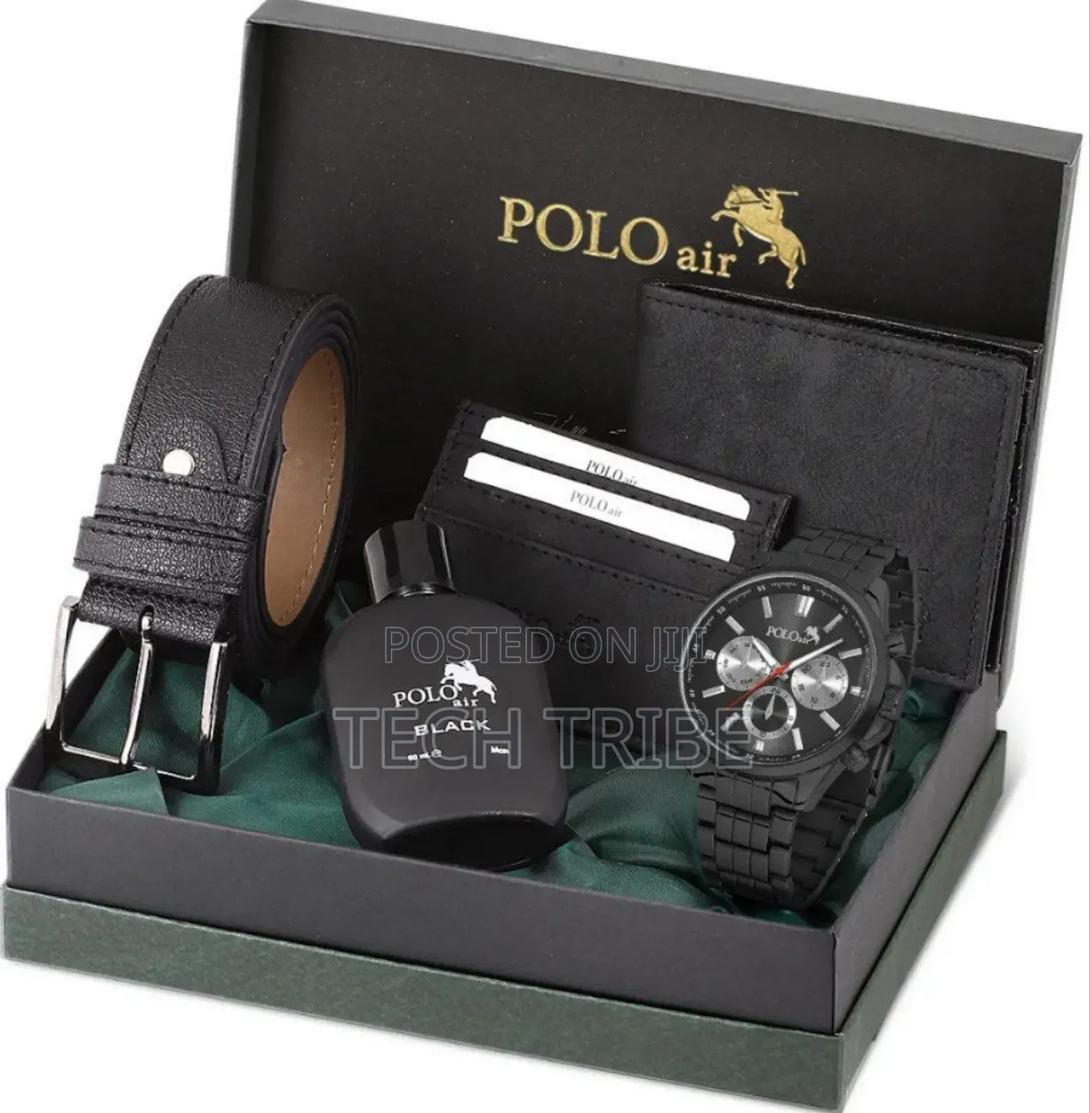 Polo Airmen's Wristwatch Belt Wallet Card Holder Perfume Gift Set