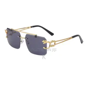 Metal Leopard Rimless Sunglasse