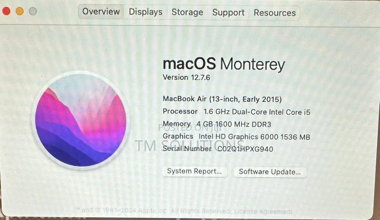 Laptop Apple MacBook Air 2015 4GB Intel Core I5 SSD 128GB