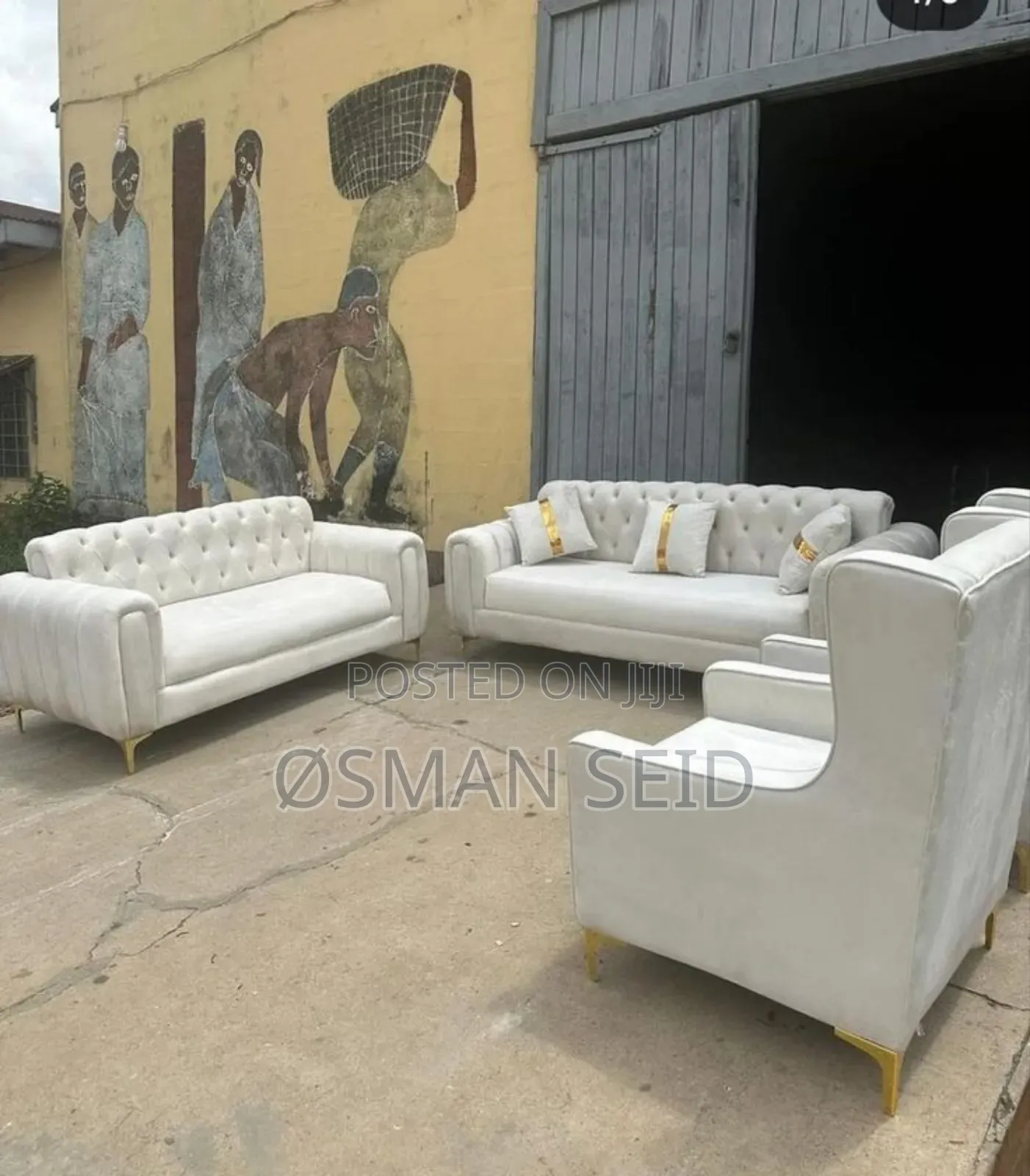 Pure Full White Velvet 7 Seater Sofa