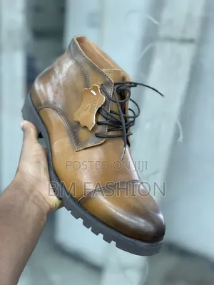 Photo - Men's Brow Leather Boots - Holiday Price Offer (With Free Delivery )