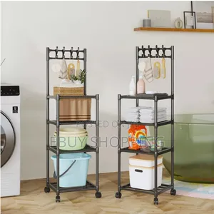 Rolling Tiered Kitchen Storage Rack With Hooks