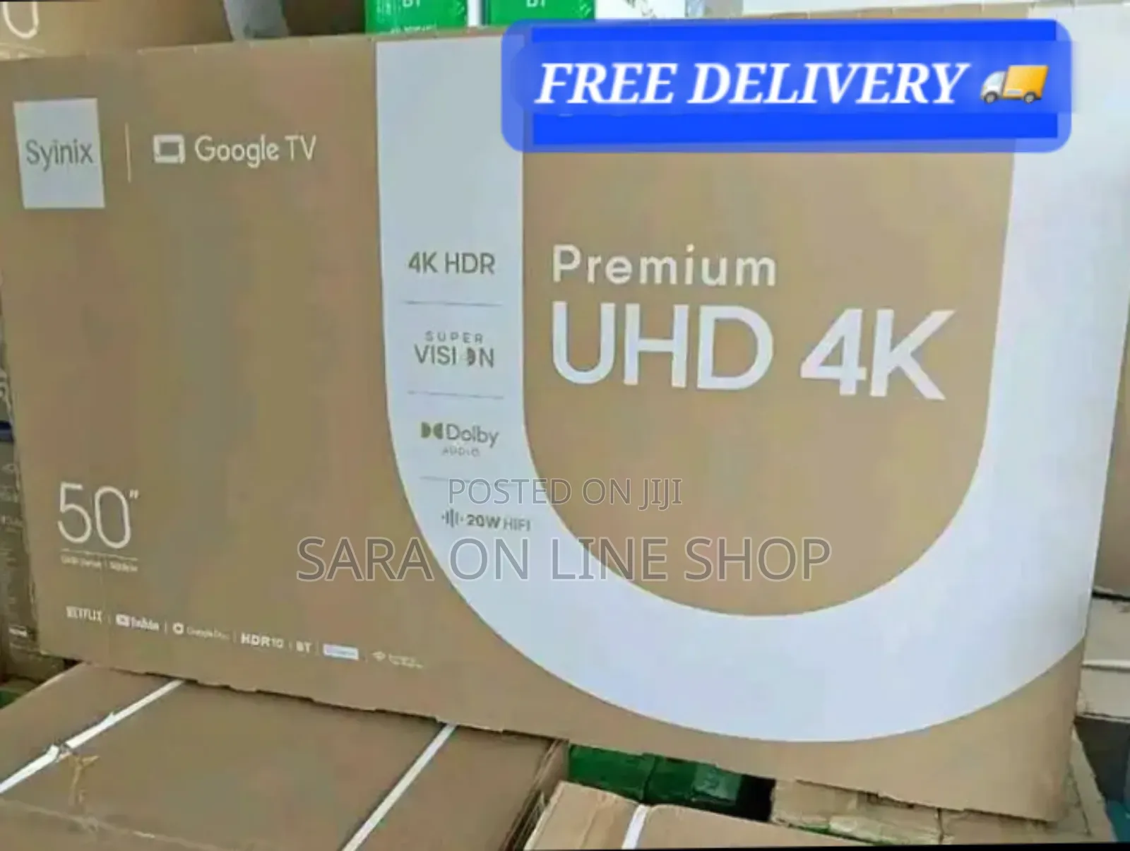 Syinix 50" Uhd Smart Tvnew 2025 Model Free Delivery