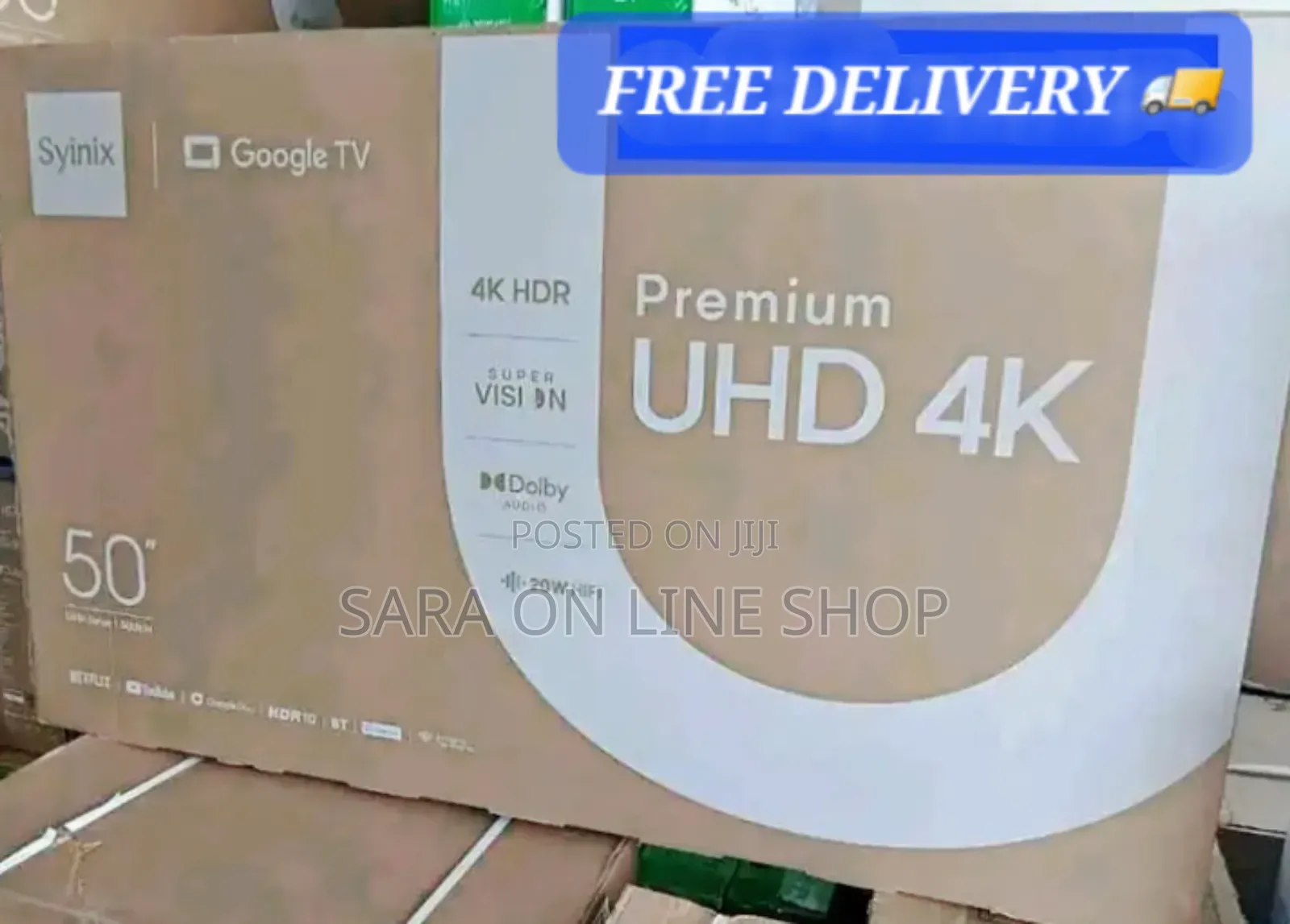 Syinix 50" Uhd Smart Tvnew 2025 Model Free Delivery